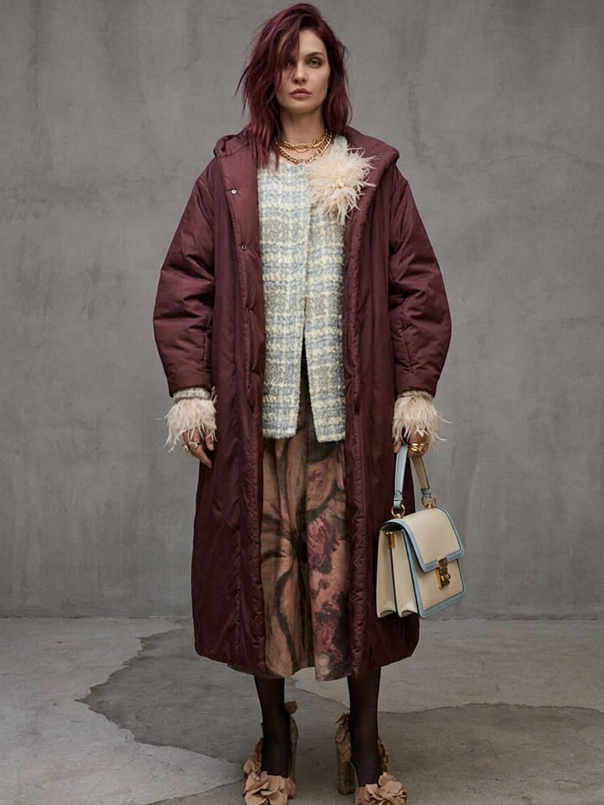 Пальто утепленное №35 Burgundy